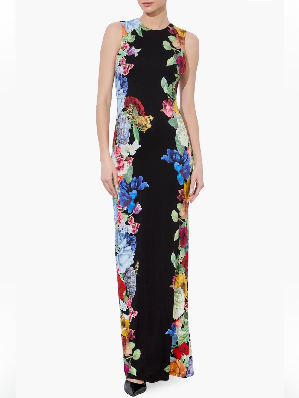 Alice + Olivia Delora Placed Floral Open Back Maxi Dress NWT Size 8